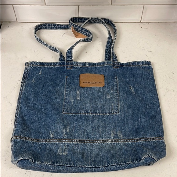 American Eagle Distressed Denim Tote New with Tags - Picture 4 of 16